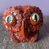 Vintage MCM Red Textured Owl Figurine
