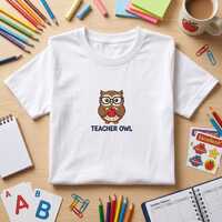 Cute Teacher Owl Embroidered T Shirt, Wise Owl School Shirt, Kindergarten Teacher Gift, Teacher Appr