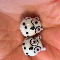 2, owl bead. glass lamp work