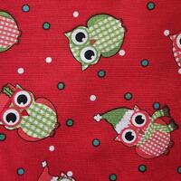 Red Christmas owl fabric - 100% cotton