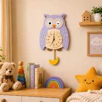 Laser Cut Owl Clock SVG | Kids Animal Nursery Wall Decor (Digital Download)