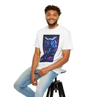 Neon Cyber Owl T-shirt | Retro Futuristic Nightscape