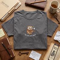 No Clue Just Hoot Shirt, Funny Tired Owl Embroidered T Shirt, Cute Sleepy Detective Owl Tee, Punny A