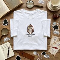 Elementary Hoot Shirt, Funny Sherlock Owl Embroidered T Shirt, Clever Detective Bird Tee, Whimsical