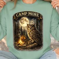 Camp More Sweatshirt, Owl Camping Sweatshirt, Camping Owl Gift, Campfire Sweatshirt, Nature Lover Gi
