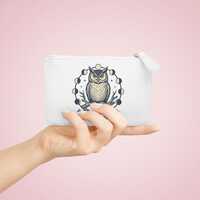 Owl Illustration Watching From Afar Mini Clutch Bag | Moon Phase Design