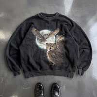 Moonlit Owl Sweatshirt, Vintage Celestial Wildlife Bird Graphic Sweatshirt, Gothic Nature Lover Gift