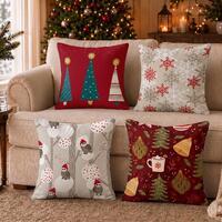 Christmas Snowflake Throw Pillow Cover, Festive Owl Cushion Case Decor