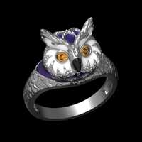 Mystic Owl Ring - Owl Head Fantasy Bird Sterling Silver Statement Jewelry Gift For Him