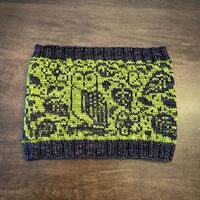 Woodland Owl Cowl, Hand Knit Fair Isle Merino Wool Neck Warmer, Nature Knit Scarf