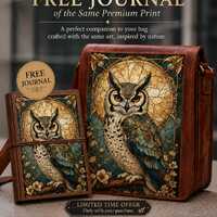 Vintage Owl Leather Messenger Bag for Men, Full Grain Laptop Satchel, Handmade Brown Crossbody Work 