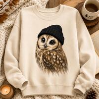 Cozy Owl Sweatshirt, Cottagecore Owl Crewneck, Woodland Owl Sweater, Book Lover Gift, Nature Lover S