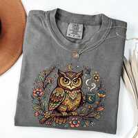 Comfort Colors Owl Graphic Shirt, Vintage Nature Tee, Cottagecore Shirt, Boho Owl Tee, Unisex Soft C