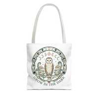 Moonlit Owl Canvas Tote Bag, Vintage Gothic Archway Cotton Book Bag, Cottagecore Woodland Owl Farmer