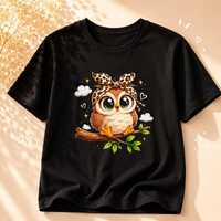 Big-Eyed Owl T-Shirt | Watercolor Branch Illustration, Whimsical Apparel