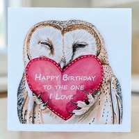 Barn owl birthday card, one I love owl cards, barn owl card, bird cards, wildlife lovers card, mysti