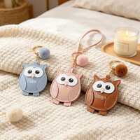 Cute Owl Shaped Keychain, Engraved Name Stainless Steel Unisex Decor