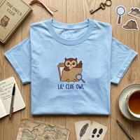 Embroidered T Shirt, Lil Clue Owl, Cute Detective Shirt, Smart Owl Tee, Mystery Lover Gift, True Cri