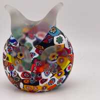 Gorgeous Murano Venetian Glass Millefiori Owl Figurine Paperweight