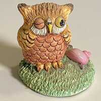 Owl Basil Matthews Winking Figurine &ndash; Resin Vintage Woodland Animal Made in UK