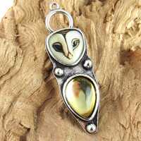 48mm Barn Owl Charm, Gold And Silver Metal Owl Pendant (1)