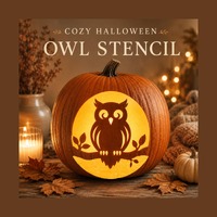 Owl Pumpkin Carving Stencil, Woodland Halloween Template (PDF Download)