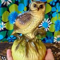 Vintage 70s Chadwick Miller Ceramic Owl Rotating Music Box / Vintage Ceramic Owl Revolving Music Box