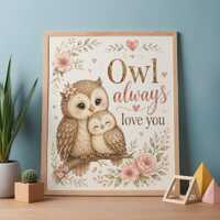 Owl Always Love You Printable Poster, Watercolor Bird Nursery Wall Art, Woodland Forest Animals