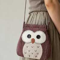 Handmade Owl Crossbody Bag,Small Owl Handbag,Woodland Cottagecore Gift
