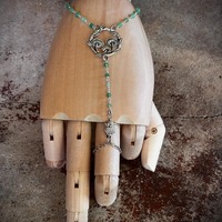Of the Forest Hand Chain Jewlery. Mushroom, Chrysoprase, Owl.