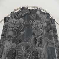 Vintage Gothic Forest Botanical With Owl Shower Curtains | Dark Floral Mushroom Butterfly Roses