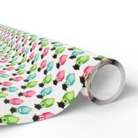 Graduation Wrapping Paper: Cheerful Owl Pattern - Glossy or Matte