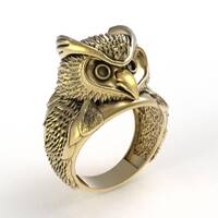 Gold Owl Signet Ring Unique Nature-inspired Men's Jewelry, Engraved Promise Ring, Vintage Gift f
