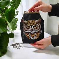 Owl Phone Crossbody Bag, Embroidered Owl Purse, Handmade Phone Bag, Small Crossbody Pouch, Owl Lover