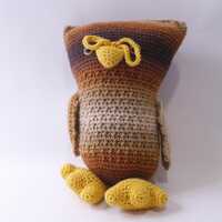 Cute Owl Crocheted Amigurumi Brown-Yellow Owl in Glasses, Knitted Toy Stuffed Animal, ~ 240807-WH 10