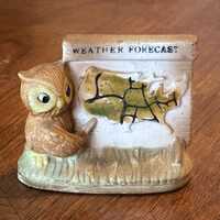 Vintage Enesco Porcelain Weather Forecast Owl Figurine - 1970s Decor C10