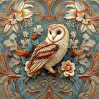 Owl Fabric Panel, Waterproof Polyester or Velvet Crafting Material