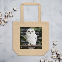Snowy Owl Italian Poetry Organic Cotton Tote Bag &ndash; Nature Lover Eco-Friendly Canvas Bag