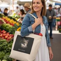 Who's Asking -  Horned Owl Canvas Tote  |Wildlife Photo Shoulder Bag, Victoria BC Gorge Waterway