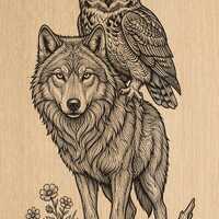 Wolf Owl PNG | Wildlife Spirit Animal Laser Engraving Design (Digital Download)