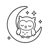Owl On Moon SVG Line Art For Cricut Silhouette
