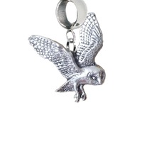 Barn Owl   Pewter charm on bail 5mm Hole add to Bracelet necklace codeb19