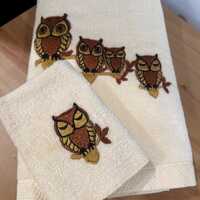 Vintage Martex Owl Towel Set Bath and Hand