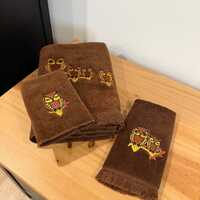 Vintage Martex Owl Towel Set Bath and Hands Brown