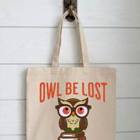 Owl Be Lost In A Good Book Canvas Tote Bag | Book Theme Gift