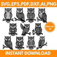 Mystic Owl SVG PNG Cut Files for Cricut Bundle 28 Designs