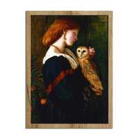 Girl Holding a Barn Owl Gothic Canvas Print, Dark Vintage Bird Art for Bedroom or Witchy Decor