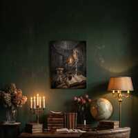 Dark Academia Owl Library Wall Art, Gothic Owl Candle Print, Witchcore Hourglass Poster, Victorian L