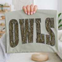 Owls PNG, Camo Owls Mascot PNG, Varsity School Spirit Game Day Shirt Design, Team Spirit Sublimation