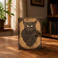 Leather Journal, Owl Grimoire Handmade Spell Book Gothic Diary Book of Shadows